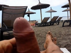 masturbation beach in front milf with big boobs (no cum)