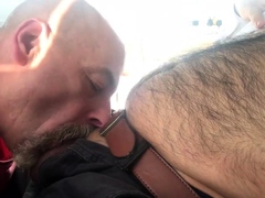 Dad sucking hairy cub