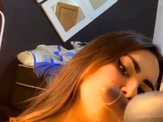 Busty babe playing with her big boobs