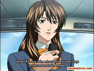 Japanese hentai caught and gets licked her wetpussy and tits